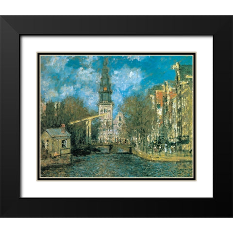 Zuiderkerk-Amsterdam 1872 Black Modern Wood Framed Art Print with Double Matting by Monet, Claude