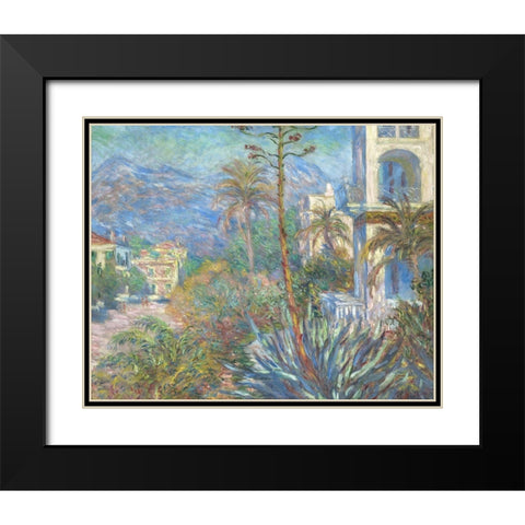 Villas at Bordighera Black Modern Wood Framed Art Print with Double Matting by Monet, Claude