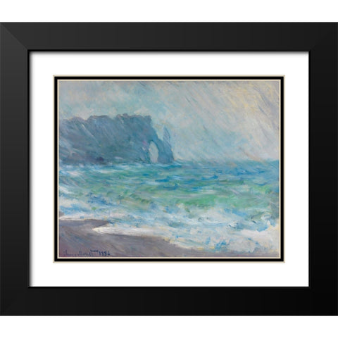 Rain at Etretat Black Modern Wood Framed Art Print with Double Matting by Monet, Claude