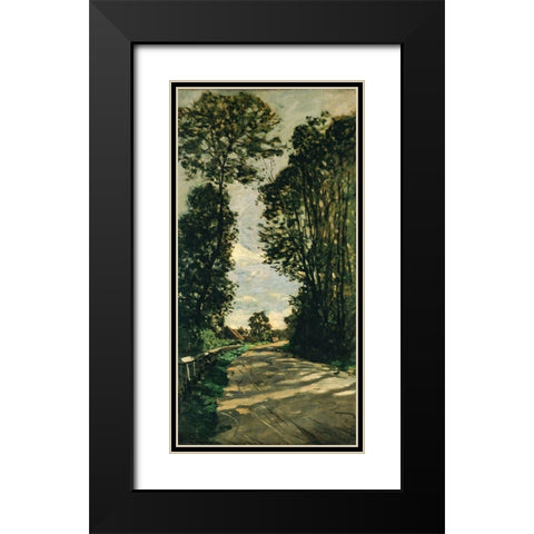 Road of the Farm Saint-Simeon Black Modern Wood Framed Art Print with Double Matting by Monet, Claude