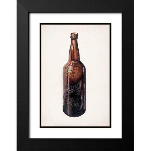 Beer Bottle 1940 Black Modern Wood Framed Art Print with Double Matting by Stroh, Herman O.