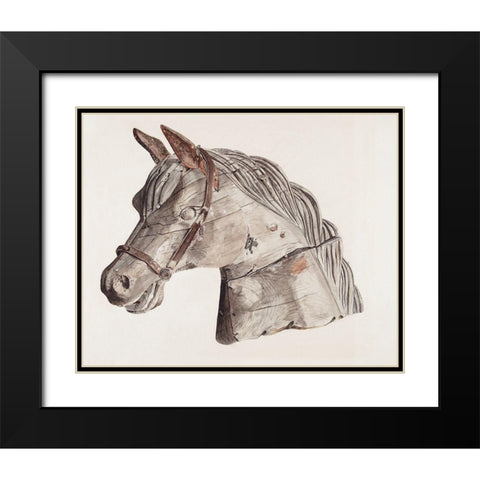 Carousel Horses Head 1931 Black Modern Wood Framed Art Print with Double Matting by Barnett, Gerard