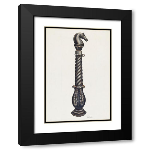 Cast Iron Hitching Post 1941 Black Modern Wood Framed Art Print with Double Matting by Vance, V.L.
