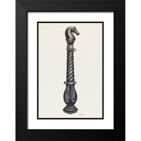 Cast Iron Hitching Post 1941 Black Modern Wood Framed Art Print with Double Matting by Vance, V.L.
