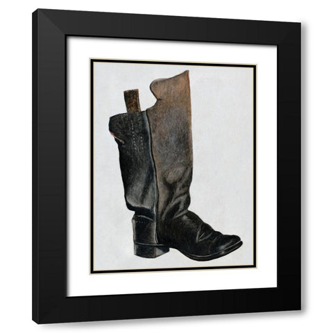 Childs Boot 1937 Black Modern Wood Framed Art Print with Double Matting by Butlin, Earl