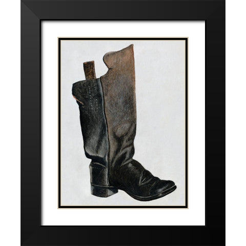 Childs Boot 1937 Black Modern Wood Framed Art Print with Double Matting by Butlin, Earl