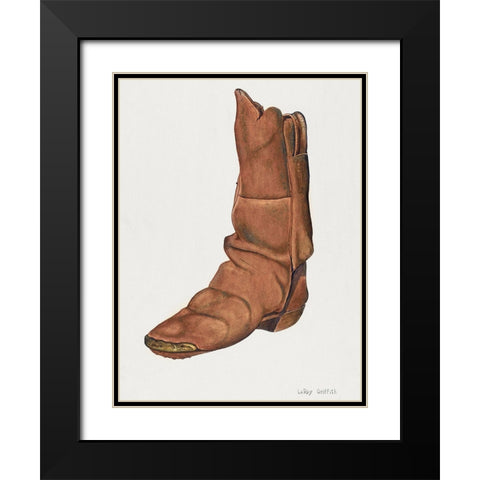 Childs Boot 1940 Black Modern Wood Framed Art Print with Double Matting by Griffith, LeRoy