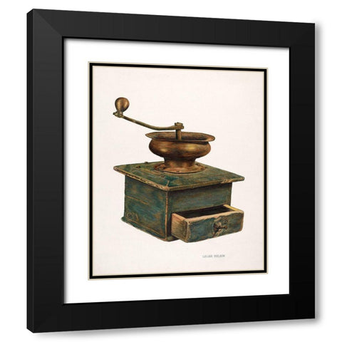 Coffee Mill 1940 Black Modern Wood Framed Art Print with Double Matting by Nelson, Lelah