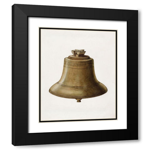 Courthouse Bell 1936 Black Modern Wood Framed Art Print with Double Matting by Schwabe, Erwin