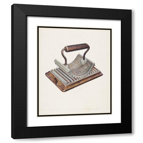 Hand Fluting Iron 1938 Black Modern Wood Framed Art Print with Double Matting by Ford, Samuel W.