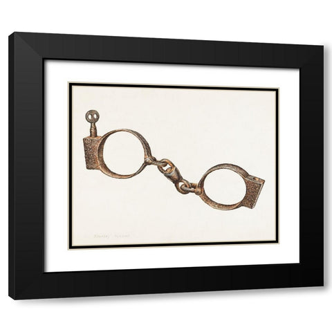 Handcuffs 1938 Black Modern Wood Framed Art Print with Double Matting by Mazur, Stanley