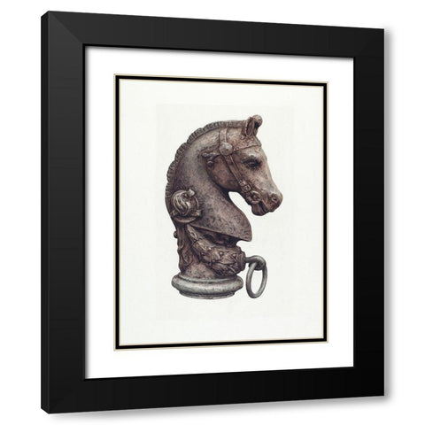 Hitching Post 1935 Black Modern Wood Framed Art Print with Double Matting by Vintage Drawings