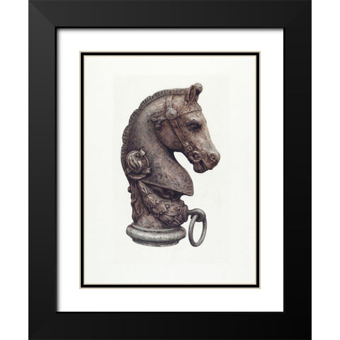 Hitching Post 1935 Black Modern Wood Framed Art Print with Double Matting by Vintage Drawings