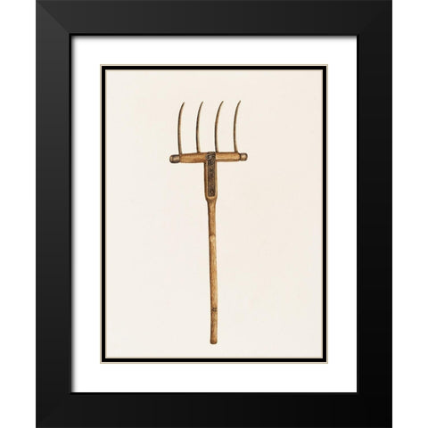 Hay Fork 1941 Black Modern Wood Framed Art Print with Double Matting by Godfrey, Frances