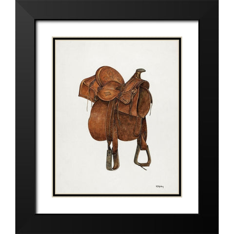 Leather Saddle 1940 Black Modern Wood Framed Art Print with Double Matting by McAuley, William