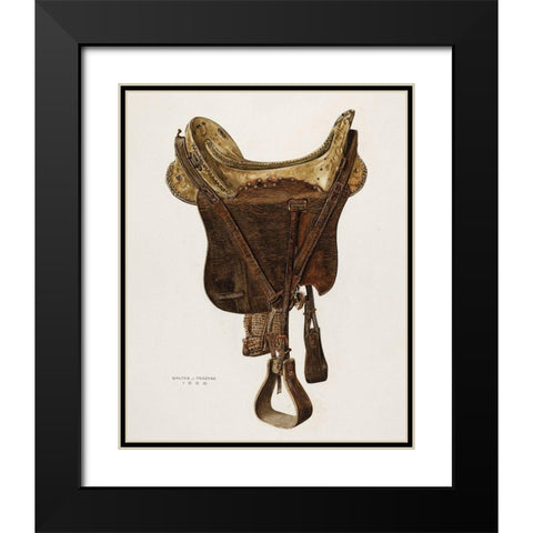 McLellan Saddle 1938 Black Modern Wood Framed Art Print with Double Matting by Praefke, Walter