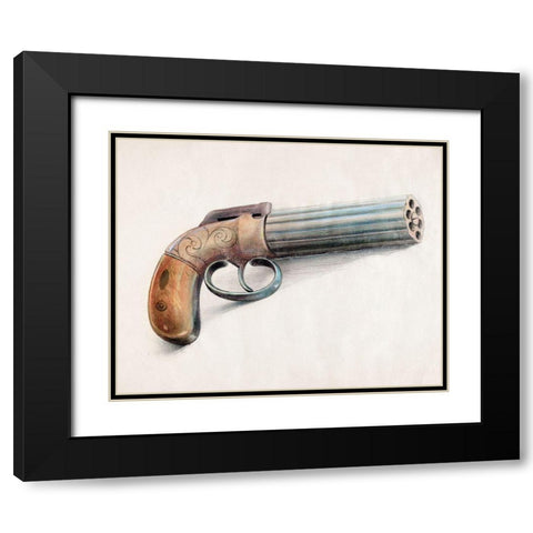 Revolving Pistol 1936 Black Modern Wood Framed Art Print with Double Matting by Schwabe, Erwin
