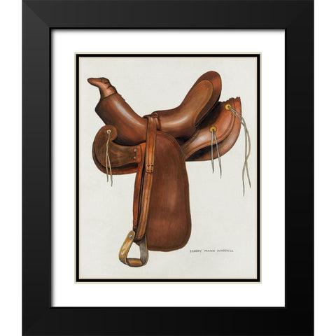 Saddle 1936 Black Modern Wood Framed Art Print with Double Matting by Waddell, Harry Man
