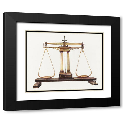 Scales for Weighing Gold 1940 Black Modern Wood Framed Art Print with Double Matting by Taylor, Robert W.R.