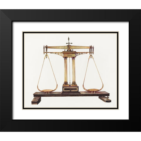 Scales for Weighing Gold 1940 Black Modern Wood Framed Art Print with Double Matting by Taylor, Robert W.R.