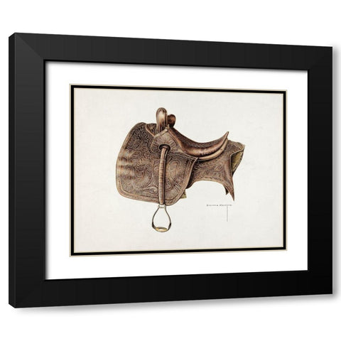 Side Saddle 1939 Black Modern Wood Framed Art Print with Double Matting by Semple, Bertha