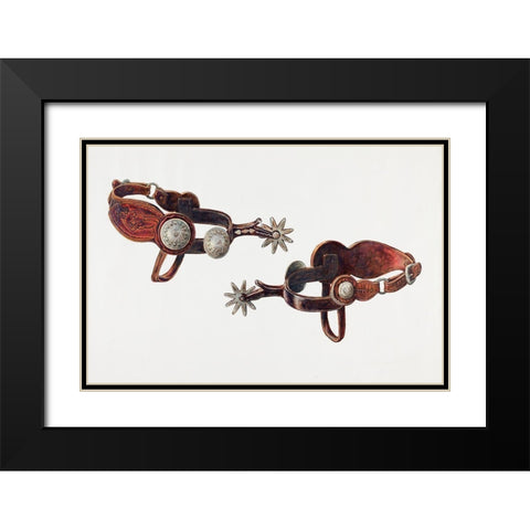 Silver Dollar Spurs 1938 Black Modern Wood Framed Art Print with Double Matting by Smith, Cecil