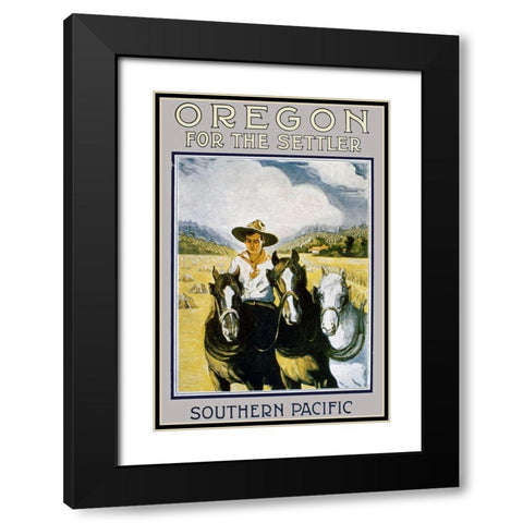 Southern Pacific Settler Brochure Black Modern Wood Framed Art Print with Double Matting by Vintage Drawings