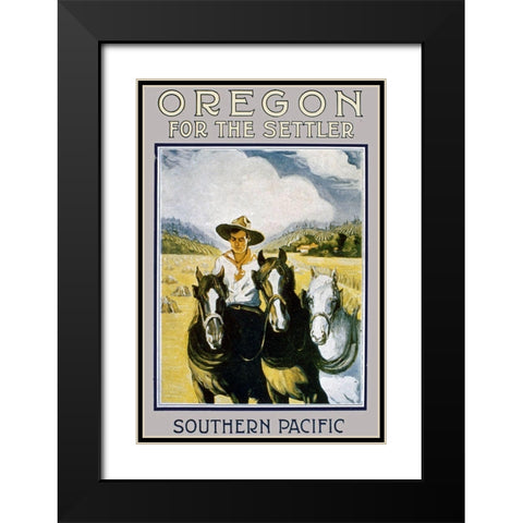 Southern Pacific Settler Brochure Black Modern Wood Framed Art Print with Double Matting by Vintage Drawings