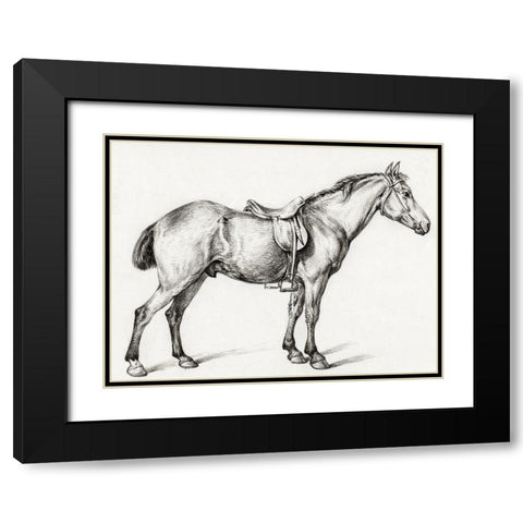 Standing Horse II Black Modern Wood Framed Art Print with Double Matting by Bernard, Jean