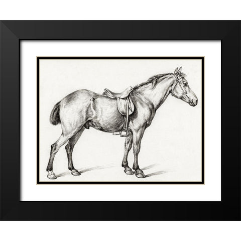 Standing Horse II Black Modern Wood Framed Art Print with Double Matting by Bernard, Jean