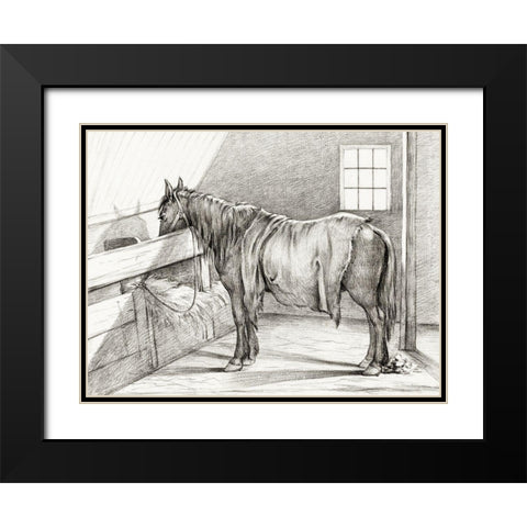 Standing Horse in a Stable Black Modern Wood Framed Art Print with Double Matting by Bernard, Jean