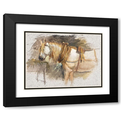 Study of a Horse-Brittany 1873 Black Modern Wood Framed Art Print with Double Matting by Colman, Samuel