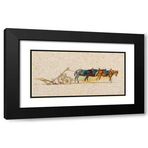 Study of Three Horses with a Plow Black Modern Wood Framed Art Print with Double Matting by Colman, Samuel