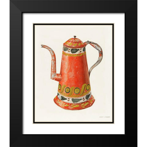 Toleware Tin Coffee Pot 1938 Black Modern Wood Framed Art Print with Double Matting by Grossen, Harry
