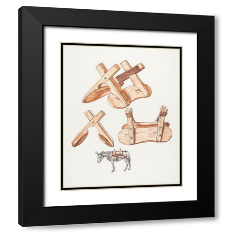 Unrigged Pack Saddle 1932 Black Modern Wood Framed Art Print with Double Matting by Vintage Drawings