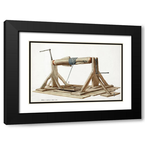 Well with Movable Beam 1937 Black Modern Wood Framed Art Print with Double Matting by Claflin, Majel G.