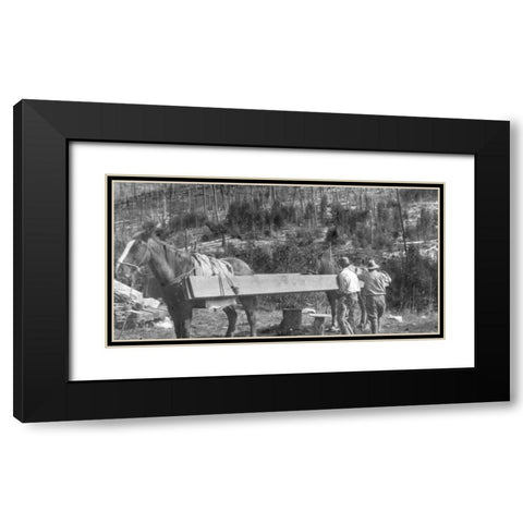 Packing Lumber Black Modern Wood Framed Art Print with Double Matting by Vintage Photography