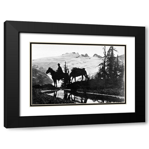 Silhouette of Wilderness Ranger Black Modern Wood Framed Art Print with Double Matting by Vintage Photography