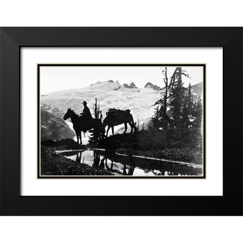 Silhouette of Wilderness Ranger Black Modern Wood Framed Art Print with Double Matting by Vintage Photography