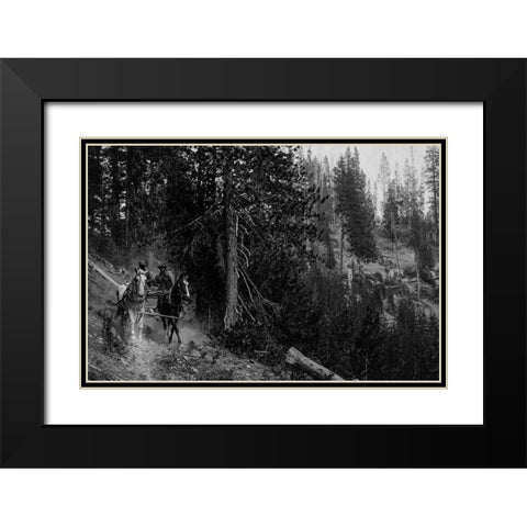 Wagon on Trail from Diamond Lake Black Modern Wood Framed Art Print with Double Matting by Vintage Photography