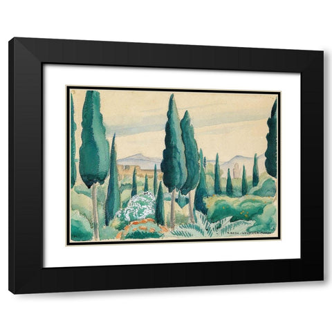 A Moroccan landscape with pine trees Black Modern Wood Framed Art Print with Double Matting by Wegener, Gerda