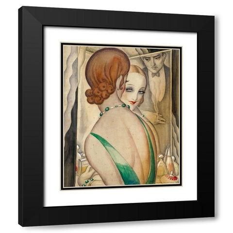 At the Mirror Black Modern Wood Framed Art Print with Double Matting by Wegener, Gerda