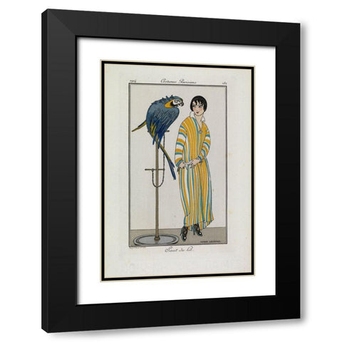Fashion Drawing Dressing gown Black Modern Wood Framed Art Print with Double Matting by Wegener, Gerda