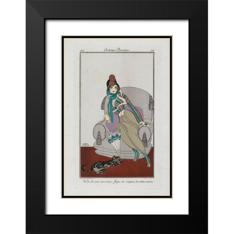 Fashion Drawing Jacket and skirt Black Modern Wood Framed Art Print with Double Matting by Wegener, Gerda