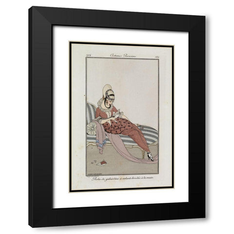 Fashion Drawing Ruffled dress Black Modern Wood Framed Art Print with Double Matting by Wegener, Gerda