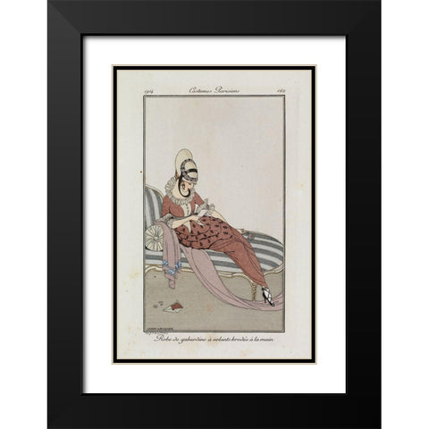Fashion Drawing Ruffled dress Black Modern Wood Framed Art Print with Double Matting by Wegener, Gerda
