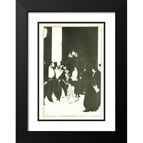 Yellow Book 1894 Vol.3 - Lady Golds Escort Black Modern Wood Framed Art Print with Double Matting by Beardsley, Aubrey