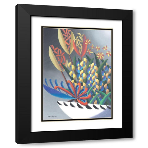 Dream Flowers III Black Modern Wood Framed Art Print with Double Matting by Wang, John Z.