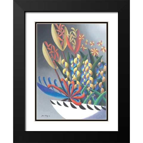 Dream Flowers III Black Modern Wood Framed Art Print with Double Matting by Wang, John Z.