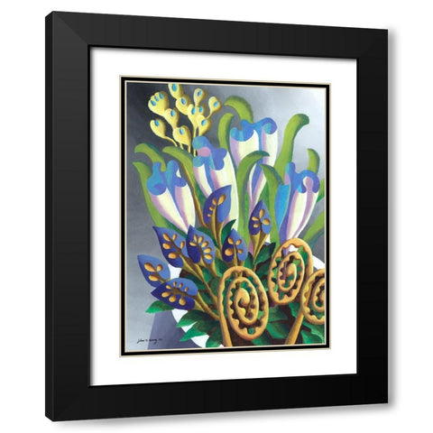 Dream Flowers V Black Modern Wood Framed Art Print with Double Matting by Wang, John Z.
